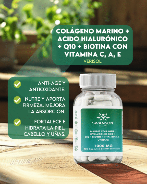 Colágeno Marino + Acido Hialurónico + Q10 + Biotina con Vitamina C & E 1000mg